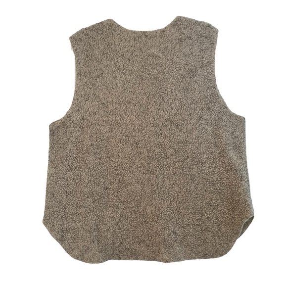 Vintage Saks Fifth Avenue Beige Rustic Cottagecore Teddy Vest Sz L Outdoorsy - Picture 2 of 8